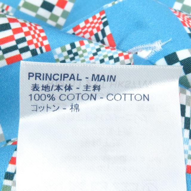 未使用品□LOUIS VUITTON ルイヴィトン 21SS ディストーテッドダミエ 総柄 オープンカラー 半袖シャツ ブルー M フランス製 正規品_7