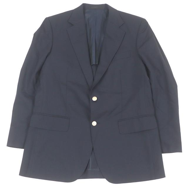 美品□BURBERRY LONDON バーバリーロンドン ウール モヘア 金ロゴボタン シングル テーラードジャケット 紺 96-86-170/AB5 日本製 正規品