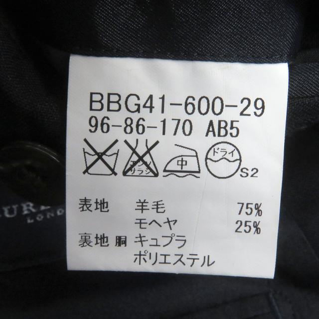 美品□BURBERRY LONDON バーバリーロンドン ウール モヘア 金ロゴボタン シングル テーラードジャケット 紺 96-86-170/AB5 日本製 正規品