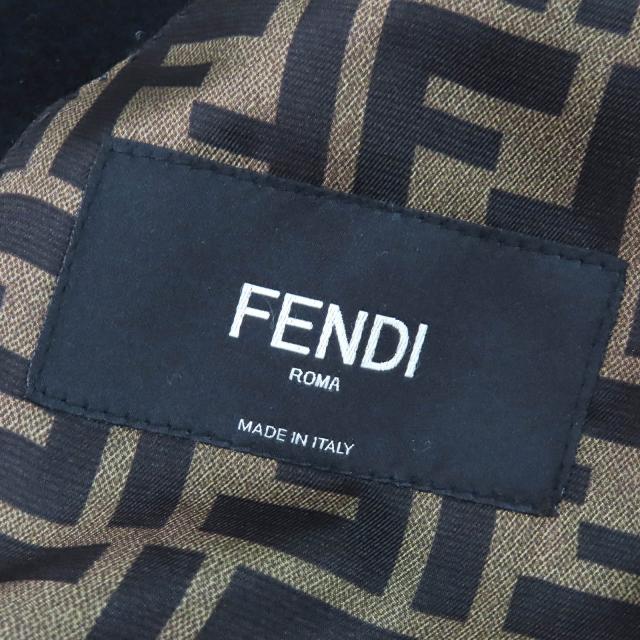 極美品△FENDI フェンディ 2019年製 FJ0562 カシミヤ100％ 裏地FFロゴ・ズッカ柄 ロゴボタン シングル テーラードジャケット 52 正規品_6