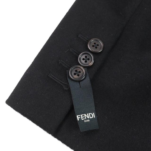 極美品△FENDI フェンディ 2019年製 FJ0562 カシミヤ100％ 裏地FFロゴ・ズッカ柄 ロゴボタン シングル テーラードジャケット 52 正規品_4