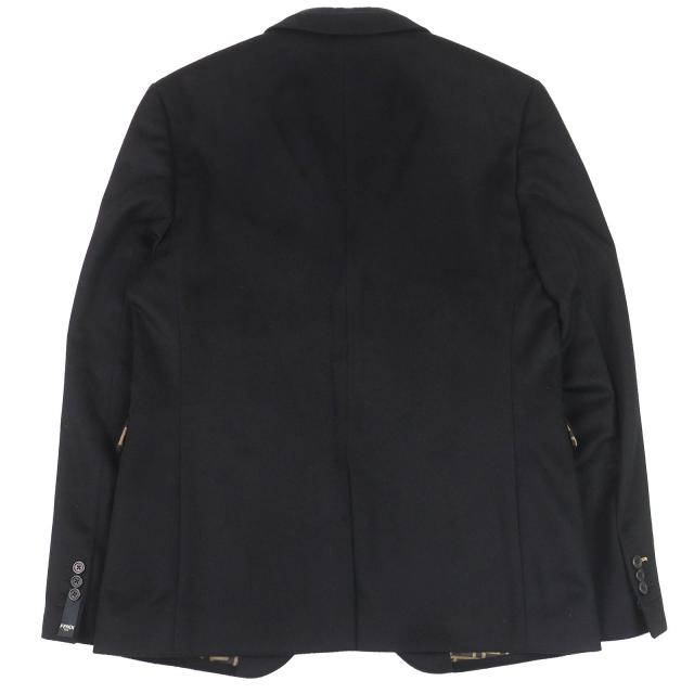 極美品△FENDI フェンディ 2019年製 FJ0562 カシミヤ100％ 裏地FFロゴ・ズッカ柄 ロゴボタン シングル テーラードジャケット 52 正規品_1