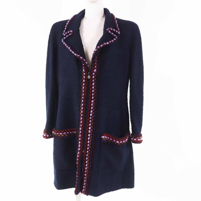 【Rene】ルネ　ブルゾン　ネイビー　36size 美品 中古】ルネ Rene ジップアップジャケット アウター ブルゾン