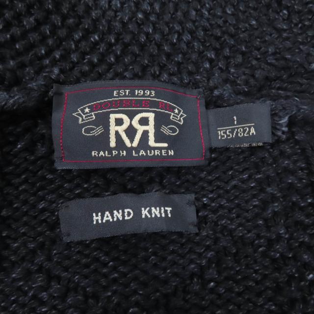 未使用品★RRL ダブルアールエル コットン100％ イカリボタン付 ショールカラー ケーブル編み カーディガン インディゴブラック 1 正規品_6