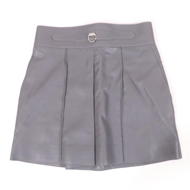 極美品☆HERMES エルメス 2021年製 Dカン付 ラムレザー ショートパンツ ボトムス グレー 38 伊製 正規品 レディース