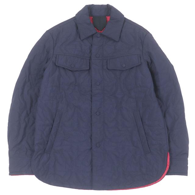 美品□Salvatore Ferragamo サルヴァトーレフェラガモ ガンチーニ 総柄 キルティングジャケット ブルゾン ネイビー 48 イタリア製 正規品