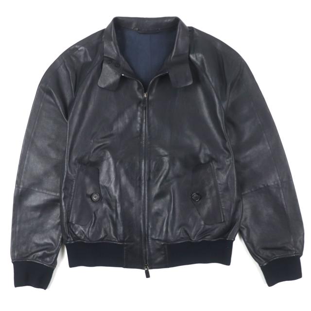美品▼ジョルジオアルマーニ 2023年製 E3SR71 ラムレザー 黒タグ ラグランスリーブ ZIPUP ブルゾン ボンバージャケット 48 正規品 メンズ