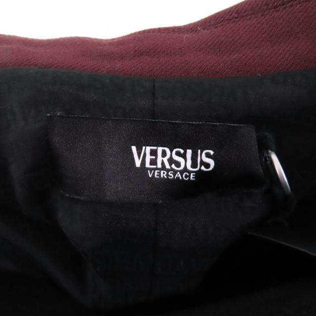 未使用品★VERSUS VERSACE ヴェルサス ヴェルサーチ ウール混 袖レザー切替 ロングジャケット ボルドー ブラック 40 正規品 レディース_5