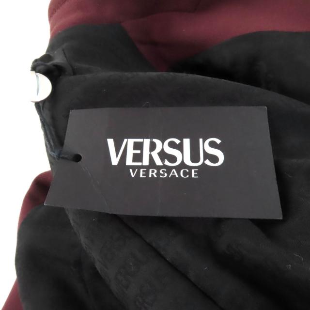未使用品★VERSUS VERSACE ヴェルサス ヴェルサーチ ウール混 袖レザー切替 ロングジャケット ボルドー ブラック 40 正規品 レディース_9