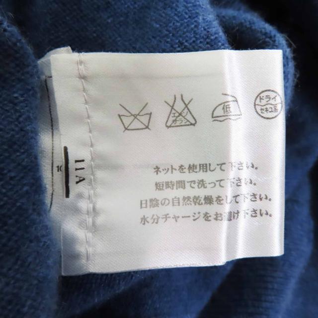 美品◎CHANEL シャネル P48050 カシミヤ100％ 裾ココマークモチーフ付き 長袖 ニット プルオーバー ブルー 34 UK製 正規品 レディース