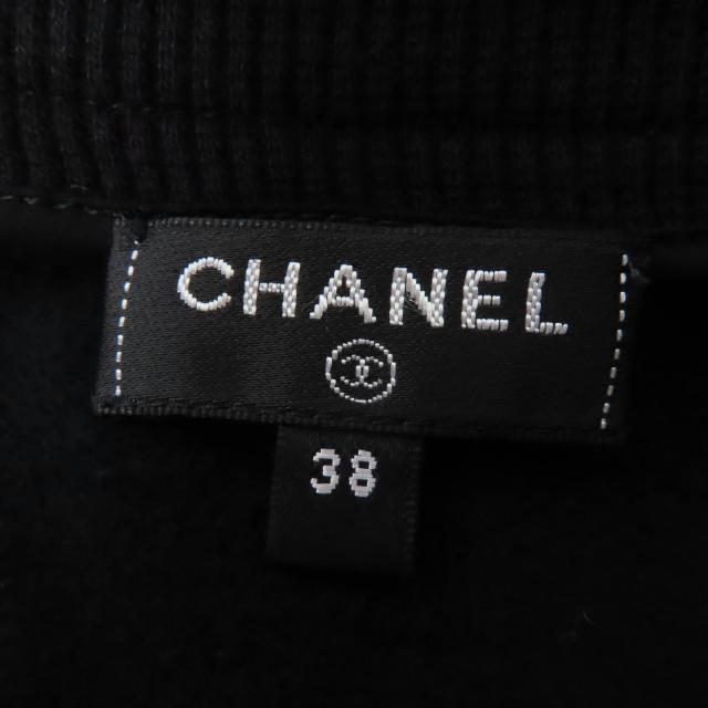 良品☆CHANEL シャネル P57408K07541 コットン ガブリエル ココマーク フロッキーロゴ スウェット ブラック 38 仏製 正規品 レディース_6