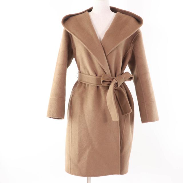 極美品☆S MaxMara エス マックスマーラ CUCITO A MANO 22AW 901610236 カシミヤ混 ベルト付 ラップコート キャメル 36 正規品