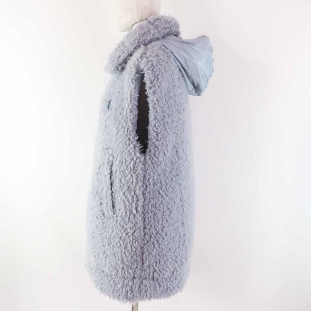 美品◎MONCLER モンクレール 22-23AW ACHARD アシャール エコファー リバーシブル ZIP ダウンベスト ライトブルー 1 正規品 レディース_1
