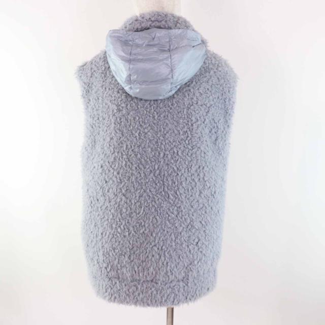 美品◎MONCLER モンクレール 22-23AW ACHARD アシャール エコファー リバーシブル ZIP ダウンベスト ライトブルー 1 正規品 レディース_2
