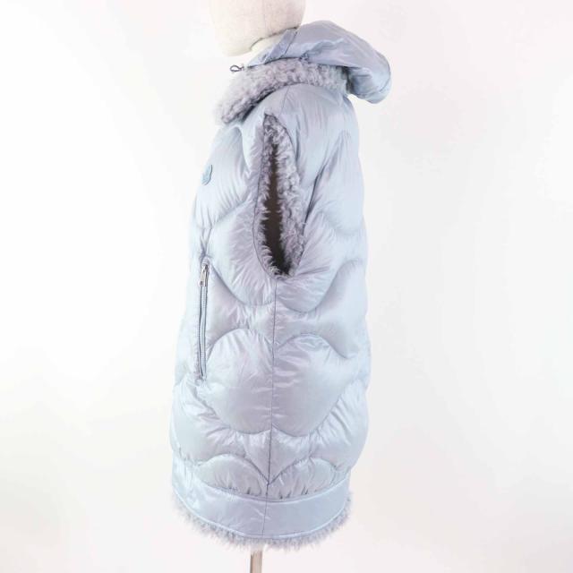 美品◎MONCLER モンクレール 22-23AW ACHARD アシャール エコファー リバーシブル ZIP ダウンベスト ライトブルー 1 正規品 レディース_4