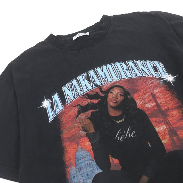 美品□BALENCIAGA バレンシアガ 22SS 641655 AYA NAKAMURA USED加工 グラフィックフォト 半袖Ｔシャツ ブラック M 正規品 メンズ 355/400_1