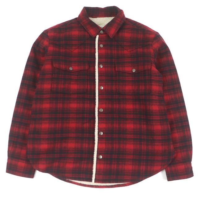 美品□SAINT LAURENT PARIS サンローランパリ 20AW 636685 オンブレーチェック ボアシャツジャケット ウールブルゾン M 伊製 正規品