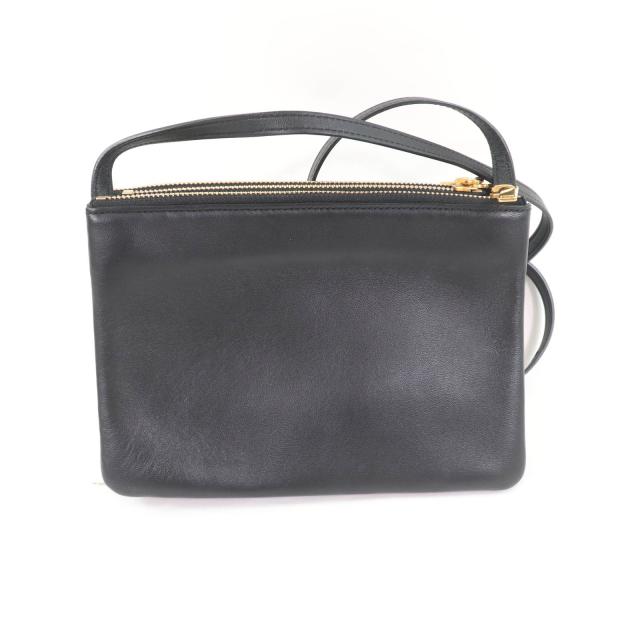 極美品★CELINE セリーヌ 19203 トリオ スモール スムースラムスキン ショルダーバッグ ブラック ゴールド金具 保存袋付き イタリア製