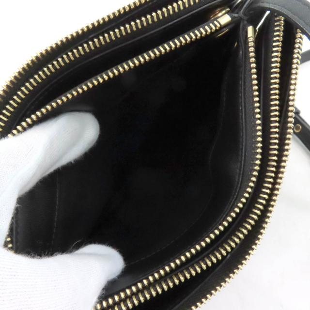 極美品★CELINE セリーヌ 19203 トリオ スモール スムースラムスキン ショルダーバッグ ブラック ゴールド金具 保存袋付き イタリア製