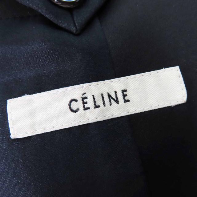 美品◎CELINE セリーヌ 2 8H28/5065 フィービーファイロ サテンラペル クロンビーコート ネイビー ブラック 34 仏製 正規品 レディース_5