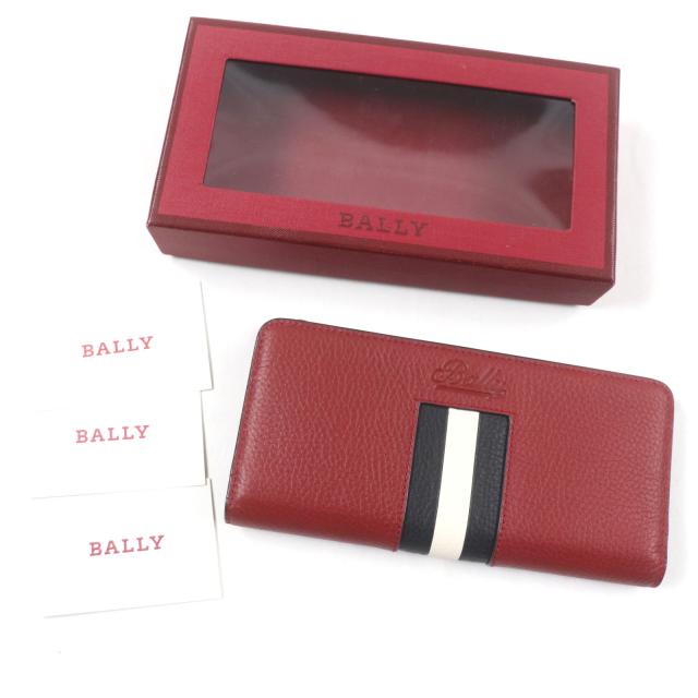 未使用品▽BALLY バリー TILL.TSP ロゴ刻印入り ストライプ レザー