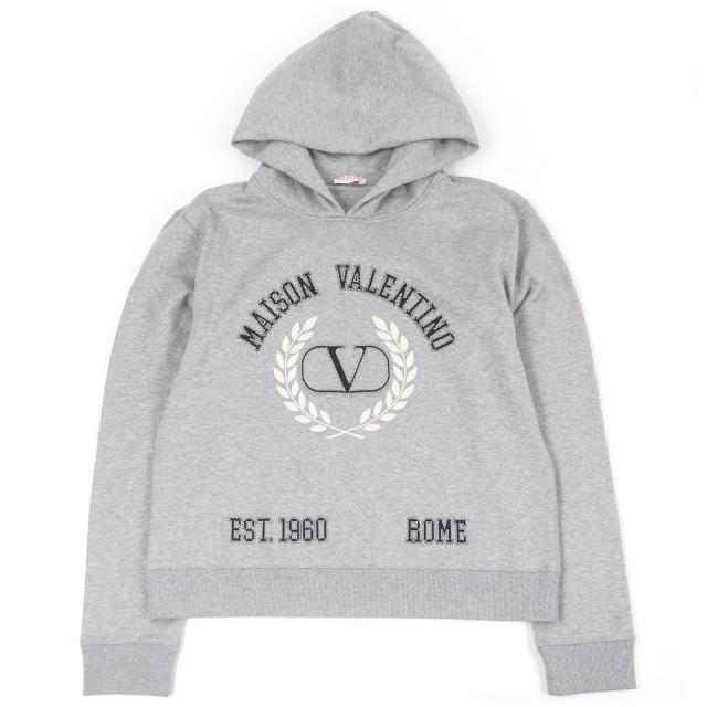 極美品□VALENTINO ヴァレンティノ 22AW 1V3MF22U8MG ロゴエンブロイダリー フーディー プルオーバーパーカー XXL イタリア製 正規品