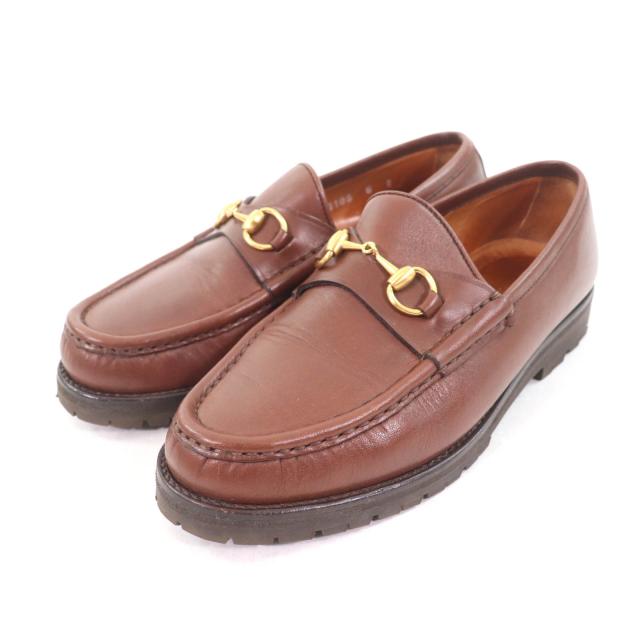 グッチ レディースシューズ ホースビット 101 6105 ブラウン レザー サイズ36 1/2 中古 靴 ローファー 茶 中古・古着通販GUCCI (グッチ) ホースビット スエード ローファー