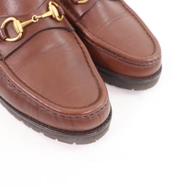 美品★GUCCI グッチ 101 6105 ホースビット レザー ローファー シューズ ブラウン ゴールド金具 6 箱・保存袋付き イタリア製 レディース_7