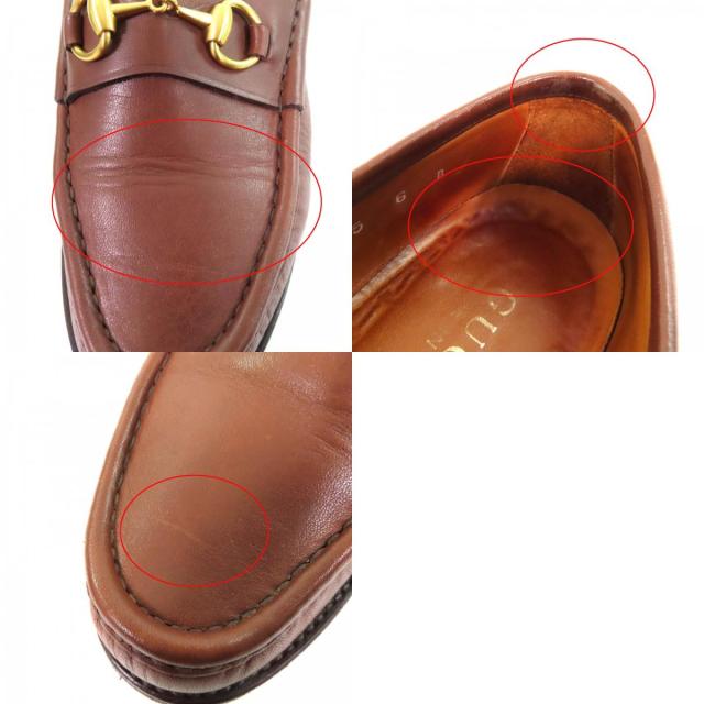 美品★GUCCI グッチ 101 6105 ホースビット レザー ローファー シューズ ブラウン ゴールド金具 6 箱・保存袋付き イタリア製 レディース_9