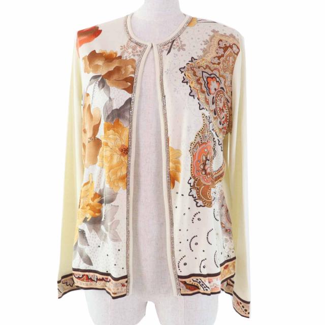 美品✨レオナール カシミヤ100% カーディガン 花柄 LL ラインストーン 極美品◎LEONARD FASHION レオナール ファッション カシミヤ100