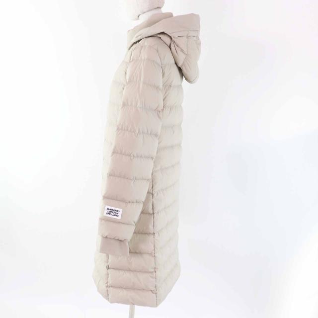 極美品◎BURBERRY LONDON バーバリーロンドン ラバーロゴワッペン フード付き ロングダウンコート ライトベージュ M 正規品 レディース_2