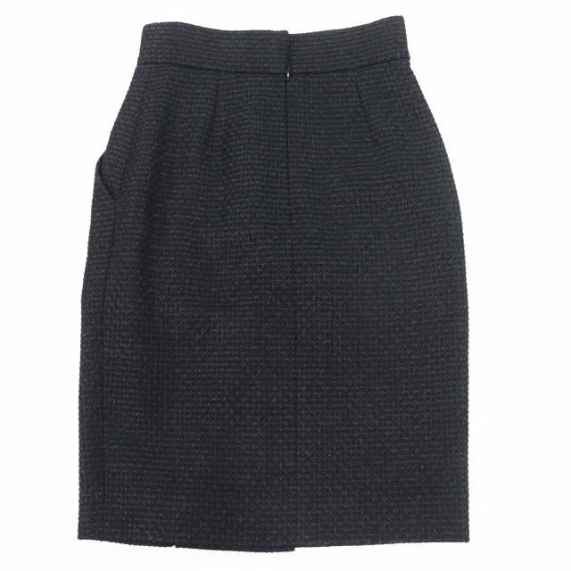 極美品◎CHANEL シャネル P36751 ココマーク付き ツイード ひざ下丈 タイトスカート ブラック 36 仏製 正規品 レディース_2