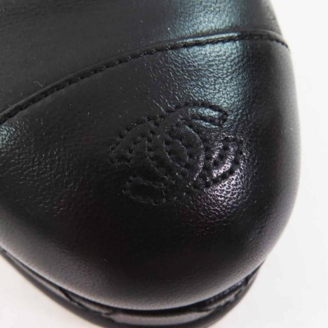 極美品◎CHANEL シャネル G28461 美脚 ココマークステッチ ラウンドトゥ レザー パンプス 12cmヒール ブラック 36 イタリア製 レディース_5