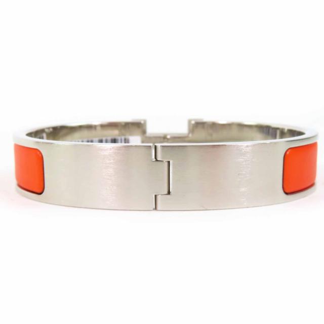 未使用品◎HERMES エルメス クイック H PM クイックHH ファン バングル ブレスレット メタル オレンジ シルバー フランス製 レディース_2