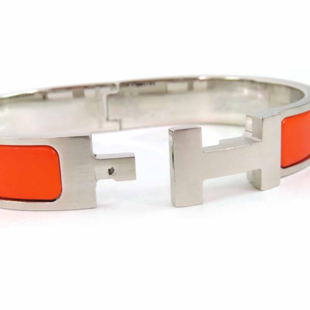 未使用品◎HERMES エルメス クイック H PM クイックHH ファン バングル ブレスレット メタル オレンジ シルバー フランス製 レディース_3