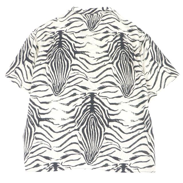 美品□CELINE セリーヌ 22SS 2C517346Q ゼブラプリント オープンカラー 半袖 ハワイアンシャツ ホワイト ブラック 38 イタリア製 正規品_2