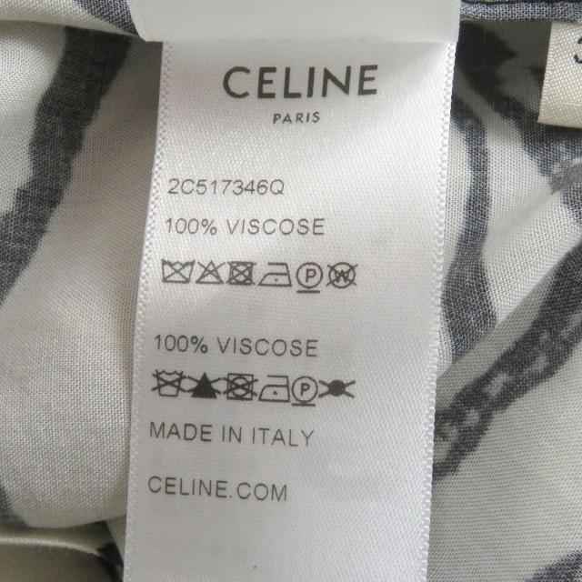 美品□CELINE セリーヌ 22SS 2C517346Q ゼブラプリント オープンカラー 半袖 ハワイアンシャツ ホワイト ブラック 38 イタリア製 正規品_6