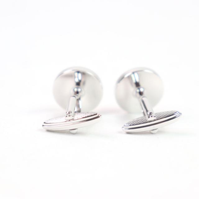 極美品○Dunhill ダンヒル ミレニアム ロゴ刻印 ラウンドシェイプ カフスボタン カフリンクス カラーストーン シルバーレッド ケース付_4