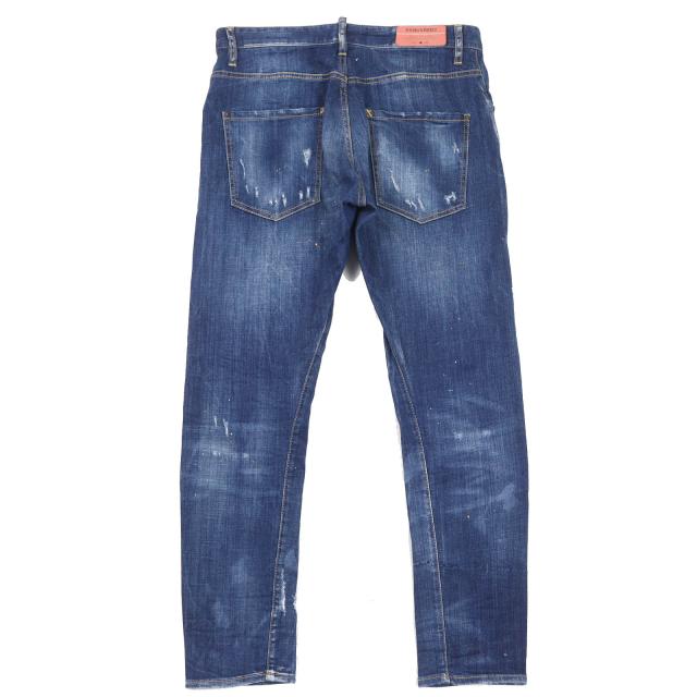 美品△DSQUARED2 ディースクエアード S71LB0107 CLASSIC KENNY TWIST JEAN ロゴレザーワッペン クラッシュ デニムパンツ 46 伊製 正規品_1