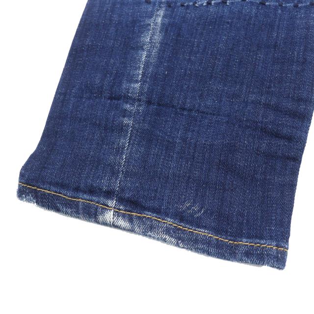 美品△DSQUARED2 ディースクエアード S71LB0107 CLASSIC KENNY TWIST JEAN ロゴレザーワッペン クラッシュ デニムパンツ 46 伊製 正規品_5