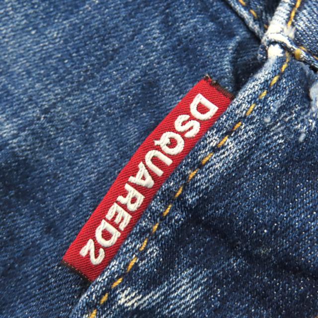 美品△DSQUARED2 ディースクエアード S71LB0107 CLASSIC KENNY TWIST JEAN ロゴレザーワッペン クラッシュ デニムパンツ 46 伊製 正規品_8