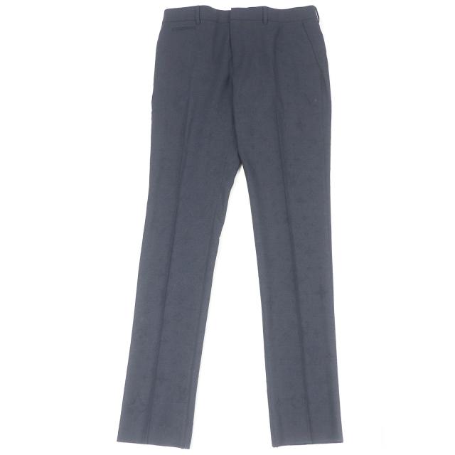 未使用品□LOUIS VUITTON ルイヴィトン モノグラム LVロゴ エンボス 総柄 トラウザーズパンツ ネイビー 44 イタリア製 正規品 メンズ