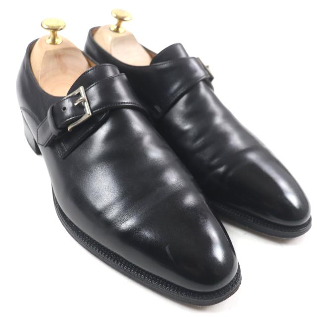 美品▼John Lobb ジョンロブ プレステージライン REDMIRE レドマイヤー 7000ラスト モンクストラップ レザーシューズ ブラック 6.5E