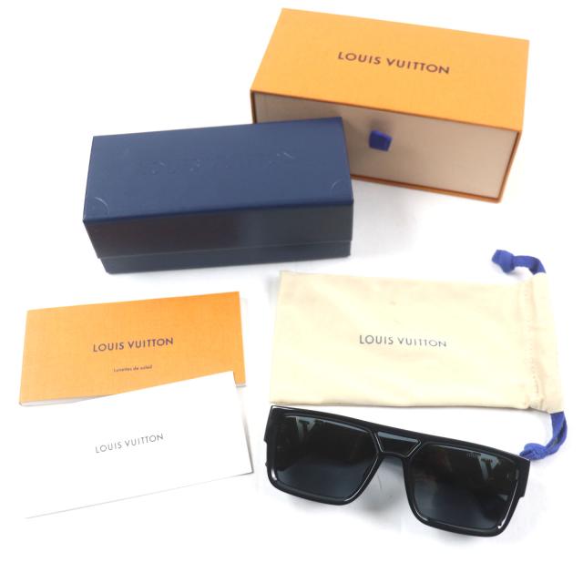 極美品▼LOUIS VUITTON ルイヴィトン 2023年製 Z2062E LV スリーク・スクエア サングラス ブラック ゴールド金具 57□18 145 箱付 メンズ_1