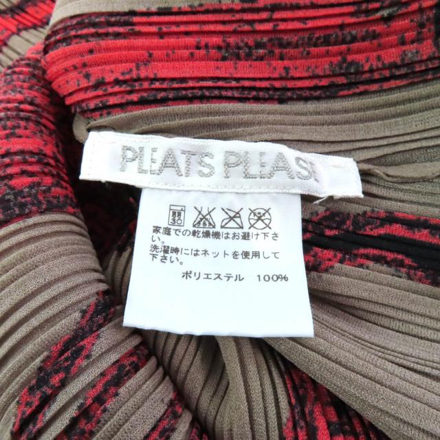 極美品★PLEATS PLEASE プリーツプリーズ イッセイミヤケ PP43-FT323 総柄 ノースリーブ プリーツ ワンピース ブラウン レッド 3 正規品