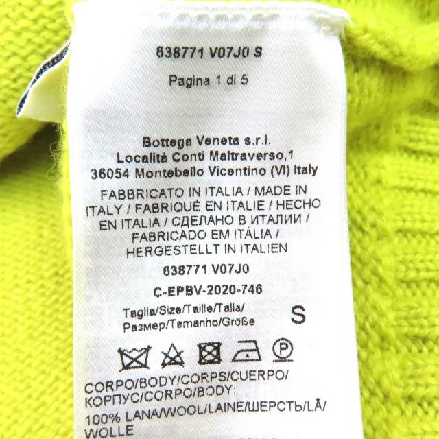 極美品△BOTTEGAVENETA ボッテガヴェネタ 2020年 638771 ウール100％ クルーネック ロングスリーブ ニット イエローグリーン系 S 正規品 極美品△BOTTEGAVENETA ボッテガヴェネタ 2020年 638771 ウール100