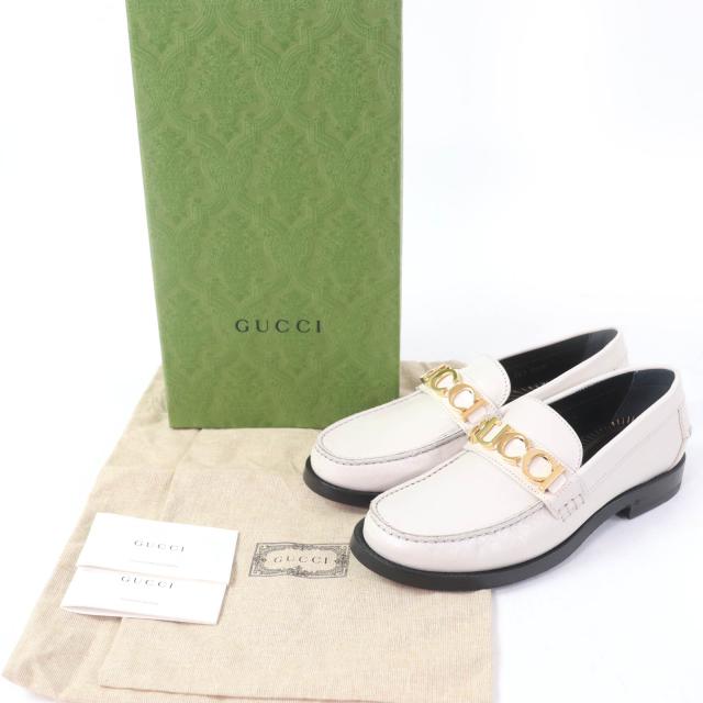 GUCCIレザーローファー ゴールド金具付き GUCCI 未使用品◎GUCCI グッチ ヴィンテージ 101 6105 ホース