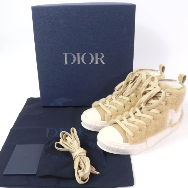 未使用品☆DIOR ディオール 3SH129ZTR B23 ラビットモチーフ シアリング ボア ハイカットスニーカー ベージュ 37 箱・保袋付 レディース_1