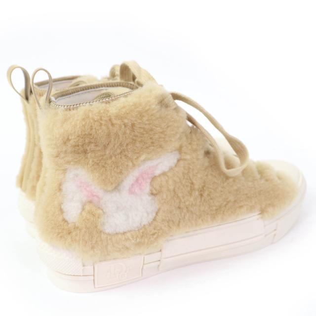 未使用品☆DIOR ディオール 3SH129ZTR B23 ラビットモチーフ シアリング ボア ハイカットスニーカー ベージュ 37 箱・保袋付 レディース_2