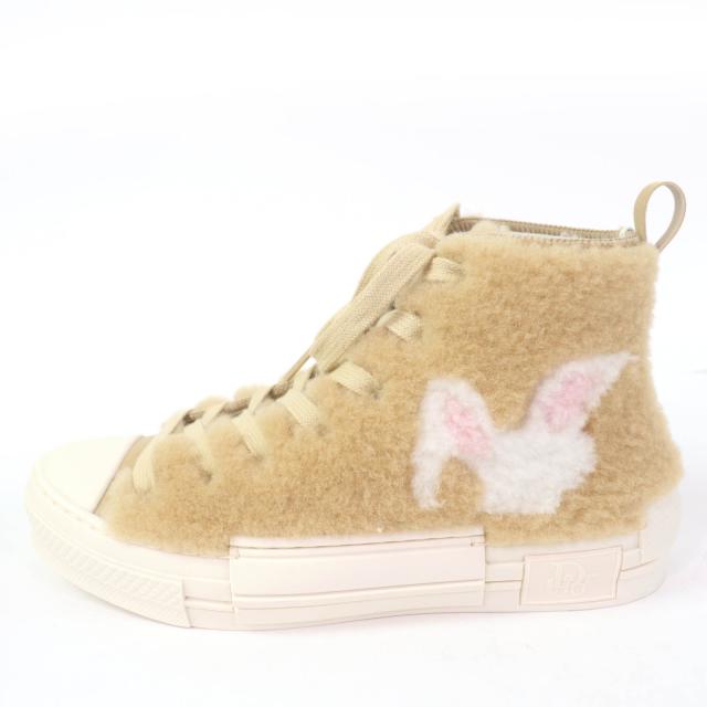 未使用品☆DIOR ディオール 3SH129ZTR B23 ラビットモチーフ シアリング ボア ハイカットスニーカー ベージュ 37 箱・保袋付 レディース_4